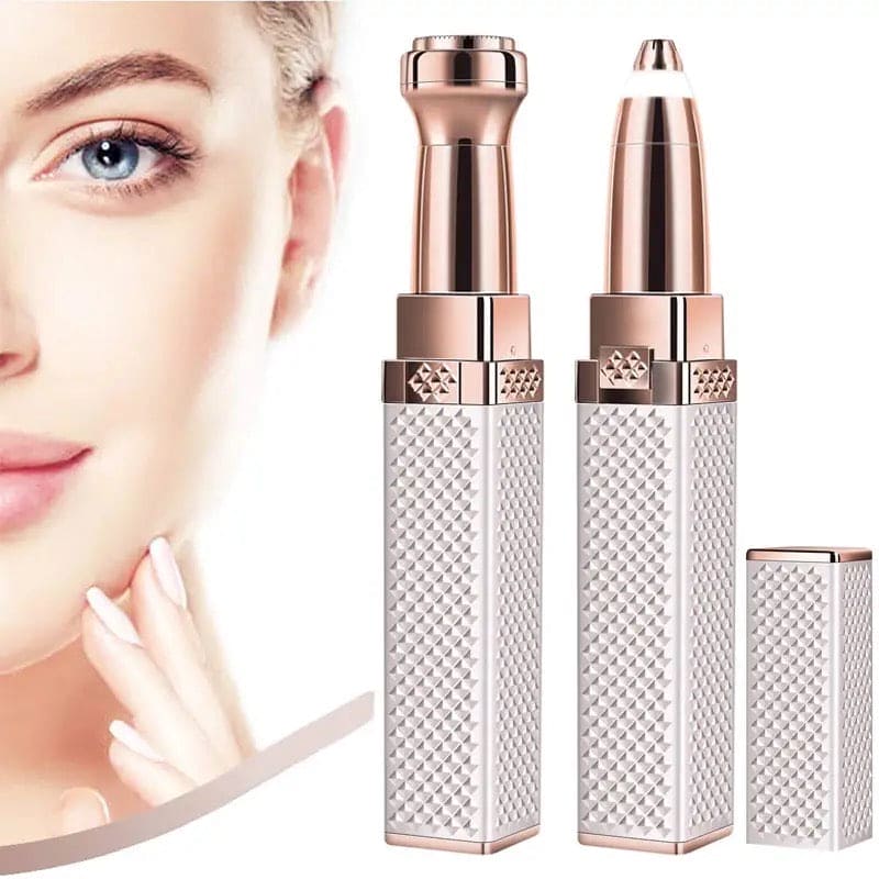 2-in-1 Flawless Facial Hair Remover & Eyebrow Trimmer | USB Rechargeable, Painless & Portable | Silver Color - Image 2
