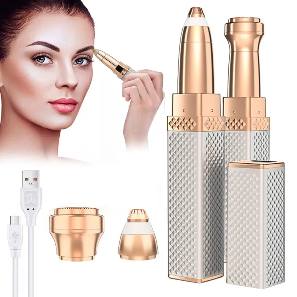 2-in-1 Flawless Facial Hair Remover & Eyebrow Trimmer | USB Rechargeable, Painless & Portable | Silver Color - Image 3